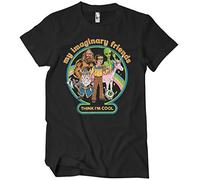 Steven Rhodes Officially Licensed My Imaginary Friends Think I'm Cool Mens T-Shirt (Black), Large