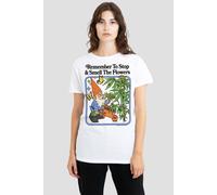 Steven Rhodes Women's Smell The Flowers T-Shirt, White | Size: Small Steven Rhodes White S