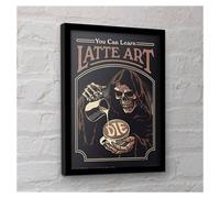 Steven Rhodes You Can Learn Latte Art Framed Poster in Black Steven Rhodes Black