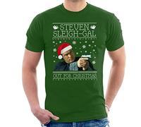Steven Sleigh Gal Seagal Christmas Knit Men's T-Shirt Bottle Green