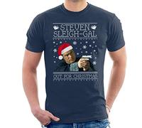 Steven Sleigh Gal Seagal Christmas Knit Men's T-Shirt Navy Blue