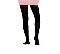 1 Pair Ladies Black Fleece Lined Warm Merino Wool Tights for Winter - Black / XXL