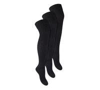 Steven Women's 3 Pairs Extra Long Thigh High Over The Knee Wool Socks in Black | Size: 3-5 Steven Black 3-5