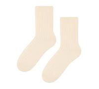 STEVEN Womens Wool Dress Socks for Winter Breathable Thermal Knitted Design Cushioned Warm Socks for Ladies (6-8, Ecru)