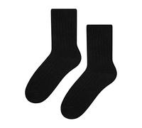 STEVEN Womens Wool Dress Socks for Winter Breathable Thermal Knitted Design Cushioned Warm Socks for Ladies (3-5, Black)