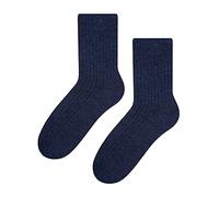 STEVEN Womens Wool Dress Socks for Winter Breathable Thermal Knitted Design Cushioned Warm Socks for Ladies (6-8, Navy Blue)