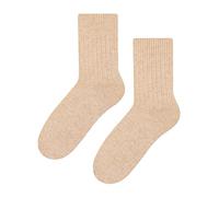 STEVEN Womens Wool Dress Socks for Winter Breathable Thermal Knitted Design Cushioned Warm Socks for Ladies (6-8, Beige)