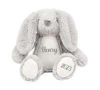STEVENS DESIGNS & PRINTS Personalised Teddy Bear Newborn Baby Gifts Baby Teddy Classic Teddy Bear Beige Unisex Girls Boys Grey Bunny