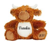 STEVENS DESIGNS & PRINTS Personalised Teddy Bear Newborn Baby Gifts Baby Teddy Classic Teddy Bear Beige Unisex Girls Boys Highland Cow