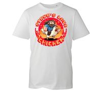Steve's Lava Chicken Novelty T-Shirt - Funny Retro Gaming Style Tee for Men, Pixel Art Gamer Gift (Navy, 9 Years) (White, 7 Years)