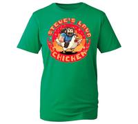 Steve's Lava Chicken Novelty T-Shirt - Funny Retro Gaming Style Tee for Men, Pixel Art Gamer Gift (Navy, 9 Years) (KellyGreen, L Years)