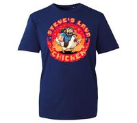 Steve's Lava Chicken Novelty T-Shirt - Funny Retro Gaming Style Tee for Men, Pixel Art Gamer Gift (Navy, L)