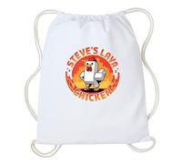 Steve's Lava Chicken PE Kit School Drawstring Bag, Funny Back to School Drawstring Bag Pixel Gaming Lover Kids School Bag (White/Natural)