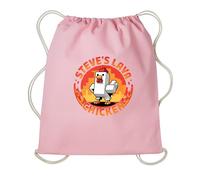 Steve's Lava Chicken PE Kit School Drawstring Bag, Funny Back to School Drawstring Bag Pixel Gaming Lover Kids School Bag (Light Pink/Natural)