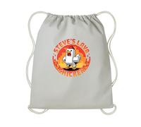 Steve's Lava Chicken PE Kit School Drawstring Bag, Funny Back to School Drawstring Bag Pixel Gaming Lover Kids School Bag (Pastel Grey/Natural)