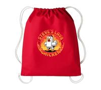Steve's Lava Chicken PE Kit School Drawstring Bag, Funny Back to School Drawstring Bag Pixel Gaming Lover Kids School Bag (Fire Red/Natural)