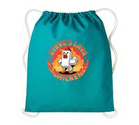 Steve's Lava Chicken PE Kit School Drawstring Bag, Funny Back to School Drawstring Bag Pixel Gaming Lover Kids School Bag (Jade/Natural)