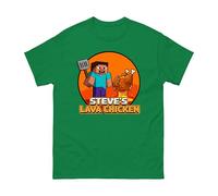 Steve's Lava Chicken T-Shirt - Boys Girls Funny Gamer Meme Tshirt Pixel Chicken Viral Joke Shirt Trendy Gift Unisex Kids Adults Top (Kelly Green, 12 Years)