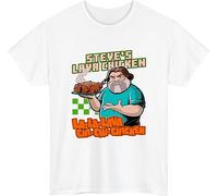 Steve's Lava Chicken T-Shirt, Funny Meme Tshirt, Game Inspired Lava Chicken Meme, Joke Song Viral Trend Unisex Kids Gift tee White