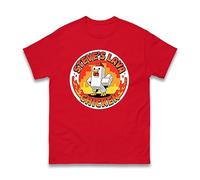 Steve's Lava Chicken T-Shirt - Funny Pixel Chicken Gamer Tee Viral Meme Joke Shirt Foodie Humor Gift for Kids Adults Unisex Tee Top (Red, S)