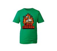 Steve's Lava Chicken T-Shirt - Lava Chicken Gamer Tee for Game Lovers Unisex for Adults and Kids (KellyGreen, 9 Years)