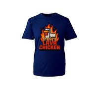 Steve's Lava Chicken T-Shirt - Lava Chicken Gamer Tee for Game Lovers Unisex for Adults and Kids (Navy, 5 Years)