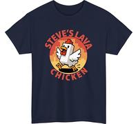 Steve's Lava Chicken Tshirt, Lava Chicken Meme t-Shirt, Funny Meme Joke Song Movie Viral Trend Unisex Kids Gift tee top Navy