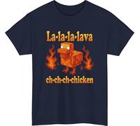 Steve's Lava Chicken Tshirt, Lava Chicken t Shirt, Funny Game Gamer Viral Meme Unisex Kids Gift tee top Navy