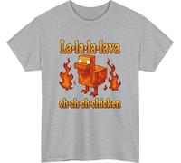 Steve's Lava Chicken Tshirt, Lava Chicken t Shirt, Funny Game Gamer Viral Meme Unisex Kids Gift tee top Heather Grey