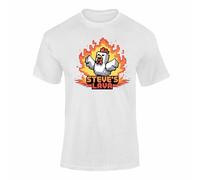 Steve's Lava T Shirt - Funny Pixel Chicken Gamer Tee, Lava Fire Video Game Style Shirt for Kids & Adults - White S
