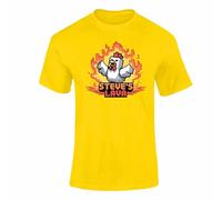 Steve's Lava T Shirt - Funny Pixel Chicken Gamer Tee, Lava Fire Video Game Style Shirt for Kids & Adults - Yellow 911