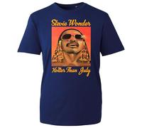 Stevie Music Wonder T-Shirt, Funny Retro Famous Musician Singer Hotter Than July Shirt, Gift Unisex Tee Top (Navy, 2XL Years)