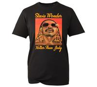 Stevie Music Wonder T-Shirt, Funny Retro Famous Musician Singer Hotter Than July Shirt, Gift Unisex Tee Top (Black, 3XL)