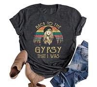 Stevie Nicks Vintage T Shirts Women Back to The Gypsy That I was Tops Graphic Tees - Black - Large