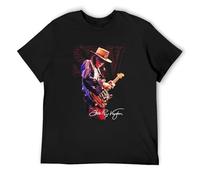 Stevie Ray Vaughan Guitar T-Shirt Funny Cotton Tee Vintage Gift for Men Black 3XL