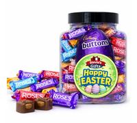 Stevie's Gifts Cadbury Buttons Easter Egg and Roses Chocolate Jar, Happy Easter Gift