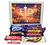 Stevie's Gifts Eid Mubarak Chocolate Gift Box, 10 Bars Assorted Milk Chocolate Selection with Poem