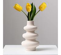 Steviieden Ceramic Modern Dried Flower Vase, Off White Round Pampas Vase, Boho Home Decor for Centerpiece Wedding Dinner Table Party Living Room Office Bedroom, Housewarming Gift