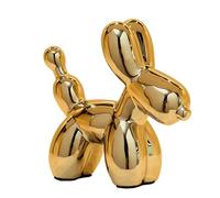Steviieden Gold Balloon Dog Statue, Modern Ceramic Animal Sculpture, Cute Little Handmade Crafts Puppy Ornaments for Home Decor Table Decor Living Room Bedroom Office Desktop (Medium)