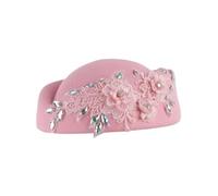Stewardess Hat Wool Felt Pill Box Hats for Women Vintage 60s Fascinators Church Hats Cocktail Stewardess Derby Hat Tea Party Caps Crystal Flower Applique UK