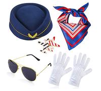 Stewardess Neck Scarf Stewardess Hat Stewards Costume Airplane Brooch Pin Stewards Accessories Stewards Gloves