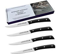 STEWART & BRADLEY Steak Knife Set of 4 - Full Tang German Steel 4028 Steak Knives with 5-Inch Serrated Blades
