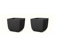 Stewart Cotswold Planter 32cm Square, Millstone Grey, Pack of 2