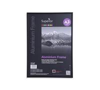 Stewart Superior A3 Brushed Aluminium Picture Frame with Perspex Safety Glass - Black