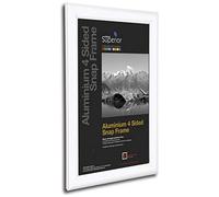 Stewart Superior A4 Aluminium 4 Sided 25mm Front Loading Picture/Poster Snap Frame - White, WHITEA4