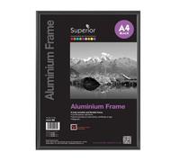 Stewart Superior A4 Brushed Aluminium Picture Frame with Perspex Safety Glass - Black