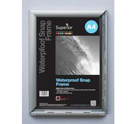 Stewart Superior A4 Waterproof Aluminium 4 Sided 25mm Front Loading Picture/Poster Snap Frame - Silver