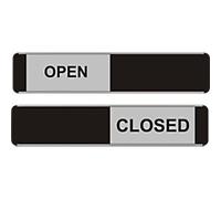 Stewart Superior Adhesive Sign Open/Closed Peel and Stick Aluminium 25.5 x 5.2 cm OF140-255x52