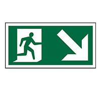 Stewart Superior Fire Exit Sign Down Right Arrow Wall Mounted PVC (Polyvinyl Chloride) 30 x 15 cm