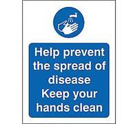 Stewart Superior Health and Safety Sign Help prevent the spread of disease, keep your hands clean Adhesive Plastic 20 x 15 cm